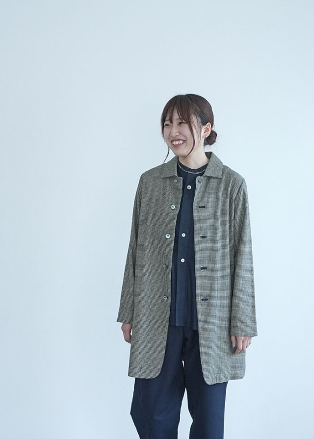 パラスパレス Pal’las Palace 千鳥柄 コットン ワイド襟 コート インディゴ千鳥ワイド襟コート